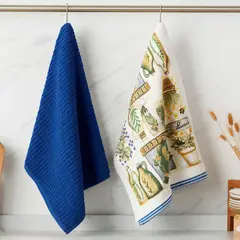 MICA - Set de 2 Paños de Cocina Estampado de Hierbas