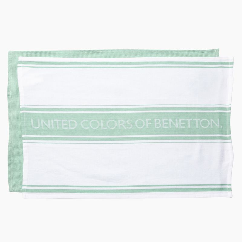 BENETTON - Set X2 Paños Franjas Aqua 50x70 cm Benetton