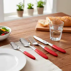 MICA - Juego De Cubiertos Madera 24 Piezas Acero Inoxidable Color Play