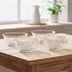 ROBERTA ALLEN - Set de 4 Bowls Vidrio Labrado 13.5 cm