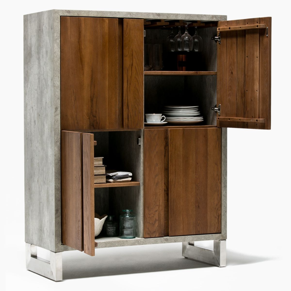 BASEMENT HOME - Bar Basement Home Lisboa Marrón Con 4 Puertas Y 2 Repisas