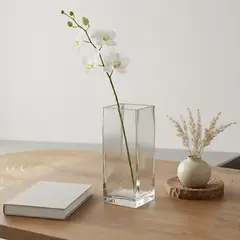 MICA - Florero de Vidrio Diseño Cuadrado 22 cm