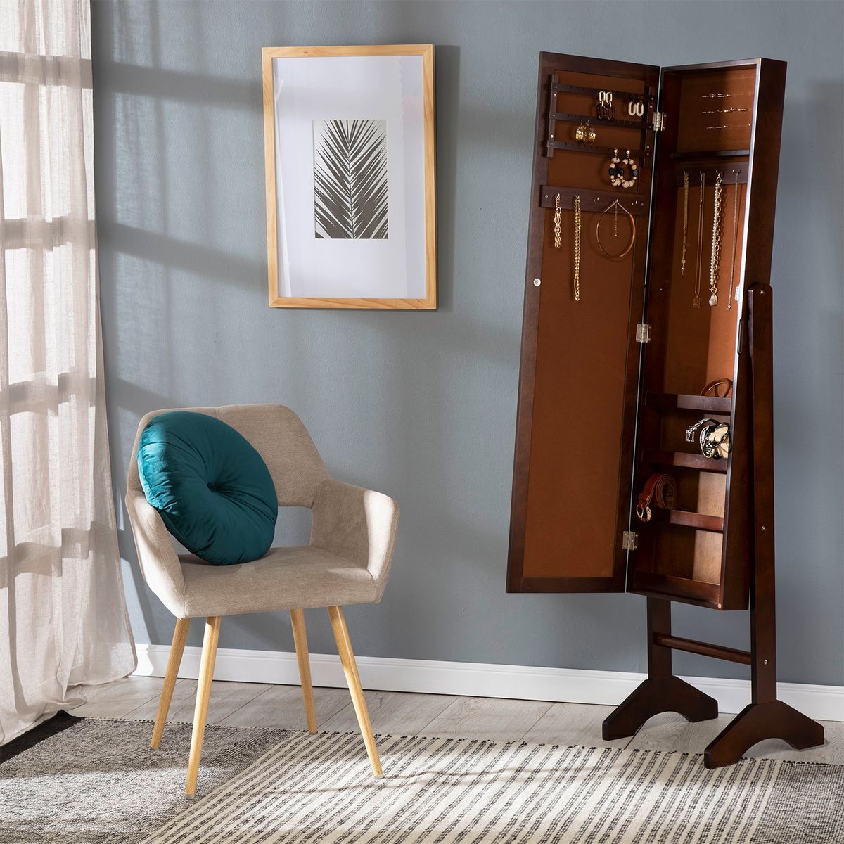 MICA - Espejo Joyero Madera 153X38 Cm Mica