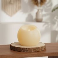 Vela Decorativa Led Básica Bola 8X10 Cm