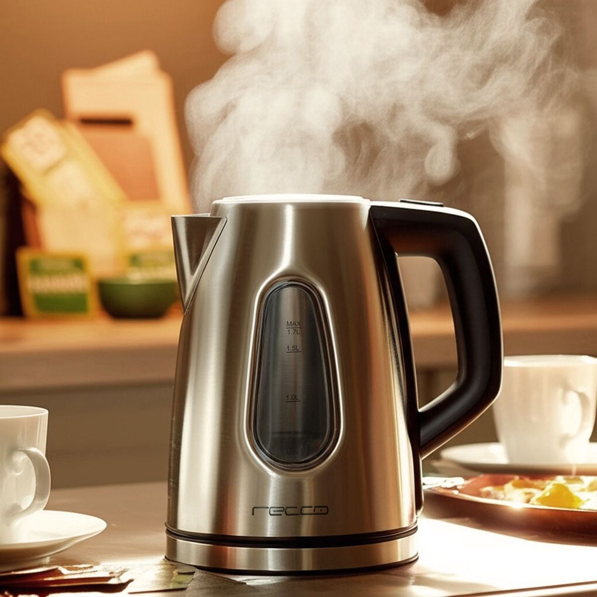 RECCO - Hervidor Eléctrico 1.7 Litros Acero Inoxidable Recco