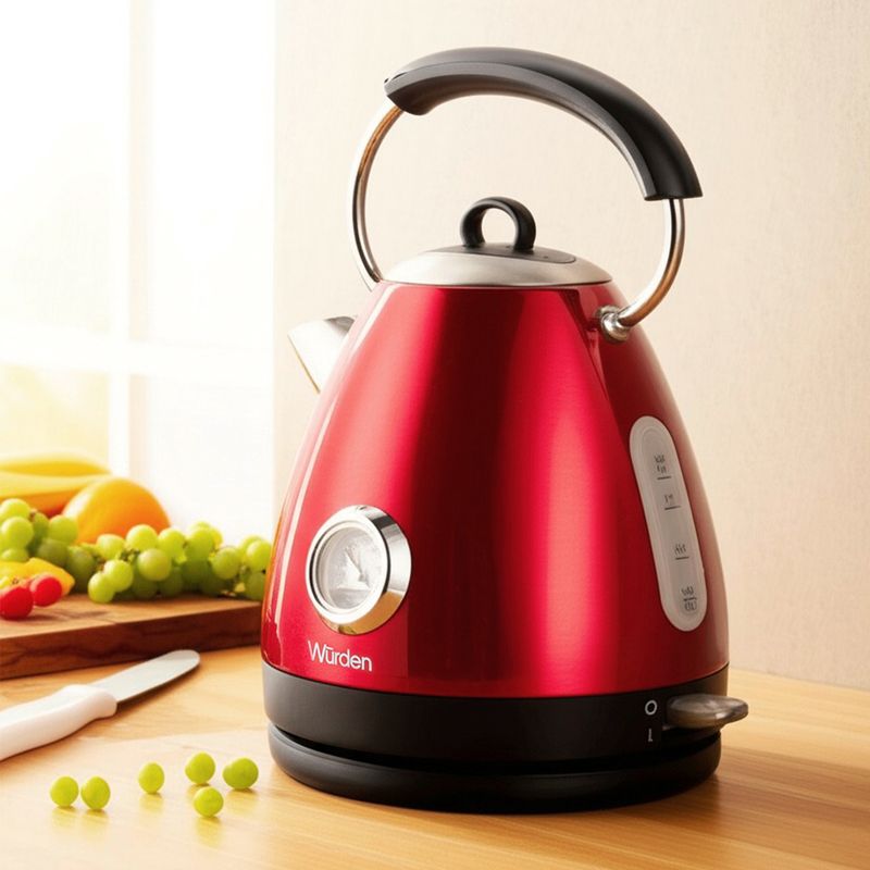 WURDEN - Hervidor Eléctrico Wurden Retro Termómetro 1.7 L Rojo
