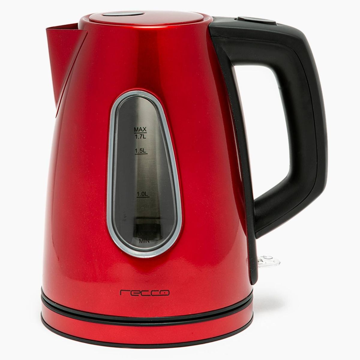 RECCO - Hervidor Eléctrico 1.7 Litros Acero Inoxidable Rojo Recco