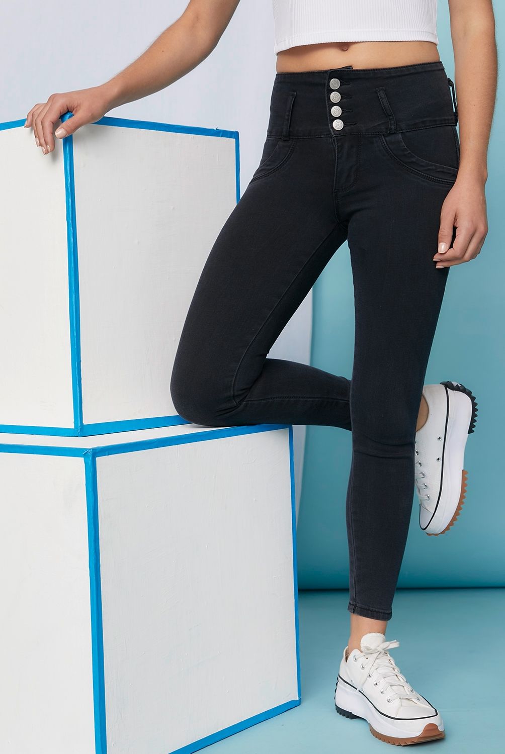 SYBILLA - Jeans Skinny Push Up Tiro Alto Mujer Sybilla