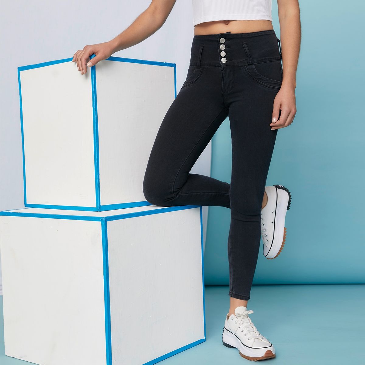 SYBILLA - Jeans Skinny Push Up Tiro Alto Mujer Sybilla