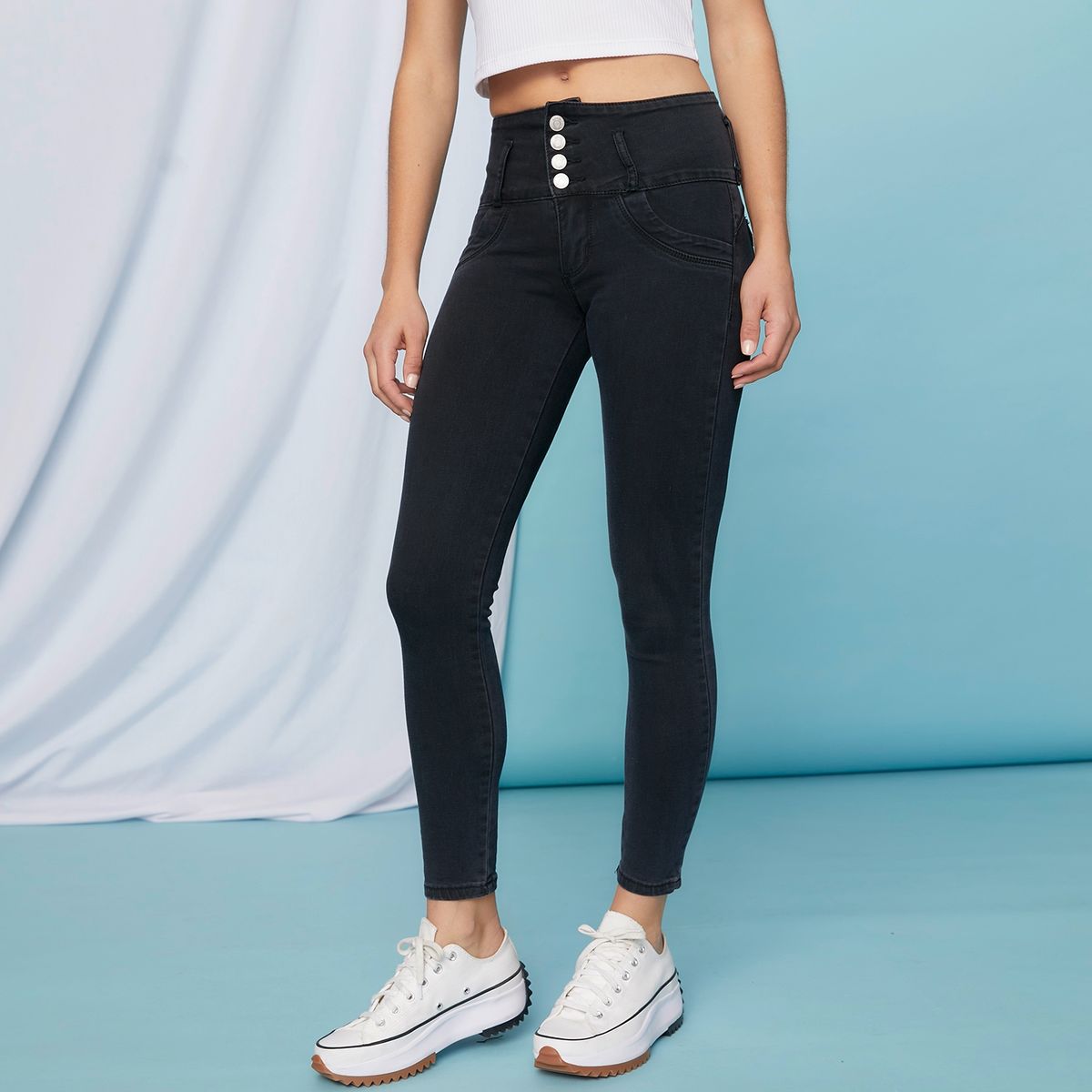 SYBILLA - Jeans Skinny Push Up Tiro Alto Mujer Sybilla