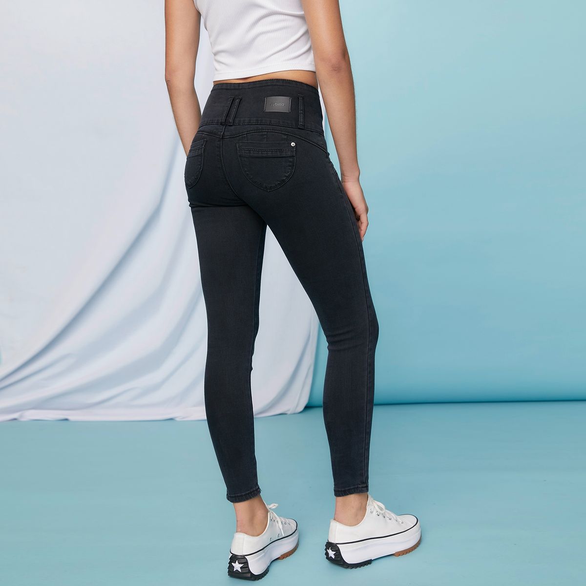 SYBILLA - Jeans Skinny Push Up Tiro Alto Mujer Sybilla