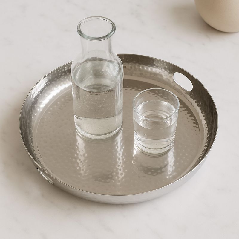 BASEMENT HOME - Bandeja Acero Inoxidable 41 Cm Diam Hammered Basement Home