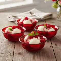 ROBERTA ALLEN - Set de 4 Bowls Vidrio Labrado 13.5 cm Rojo