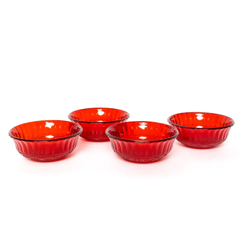 ROBERTA ALLEN - Set 4 Bowls Postre Vidrio Labrado Rojo Roberta Allen