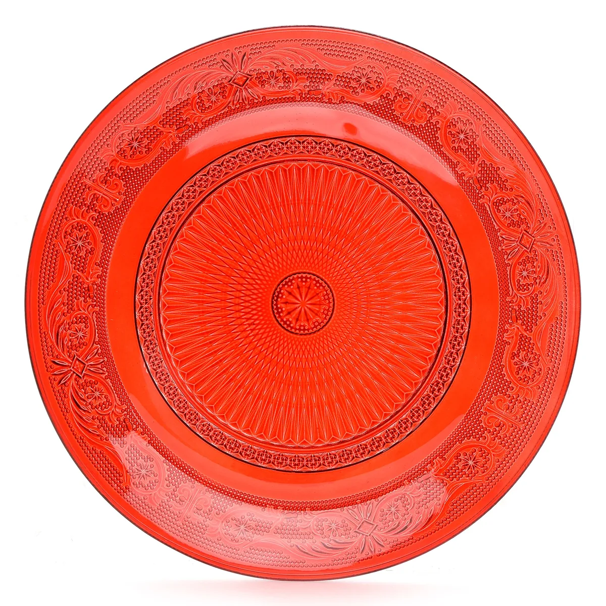 ROBERTA ALLEN - Plato Base Vidrio Labrado 29 cm Rojo Roberta Allen