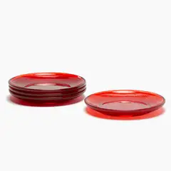 ROBERTA ALLEN - Set 4 Platos Postre Vidrio Labrado Rojo