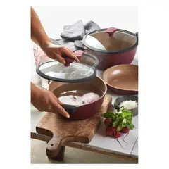 WURDEN - Batería de Cocina Cerámica Chef 7 Piezas Roja