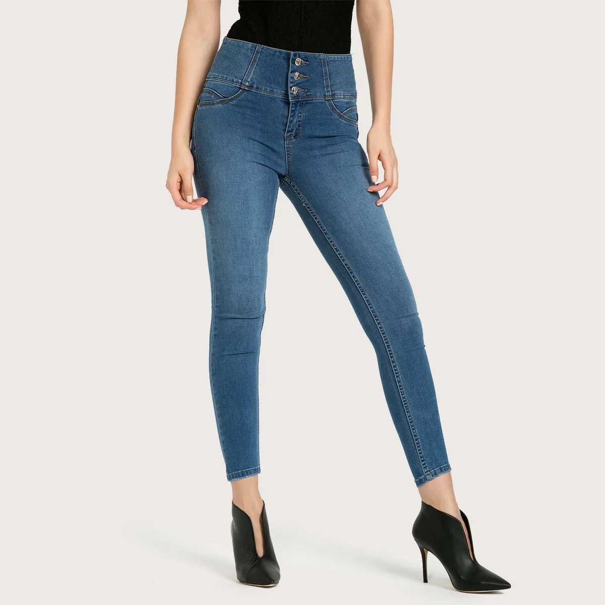 MOSSIMO - Jeans Skinny Push Up Tiro Alto Mujer Mossimo