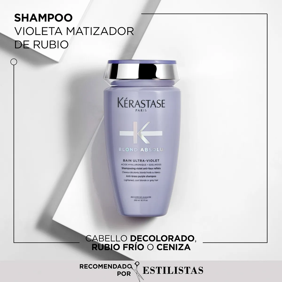 KERASTASE - Shampoo Matizador Cabello Rubio O Decolorado Bain Ultra-Violet Blond Absolu 250Ml Kerastase