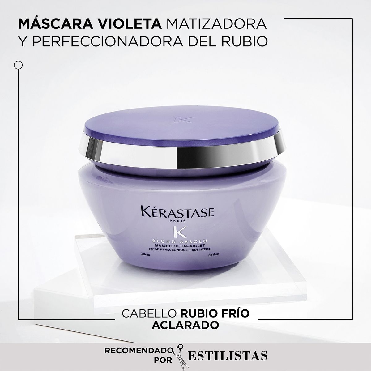 KERASTASE - Máscara Matizadora Cabello Rubio O Decolorado Masque Ultra-Violet Blond Absolu 200ml Kerastase