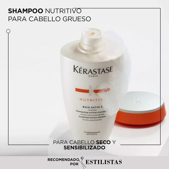 KERASTASE - Shampoo Nutrición Cabello Seco A Muy Seco Bain Satin 2 Nutritive 250ml Kerastase