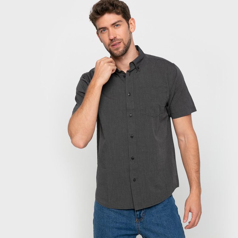 NEWPORT - Camisa manga corta fil a fil hombre