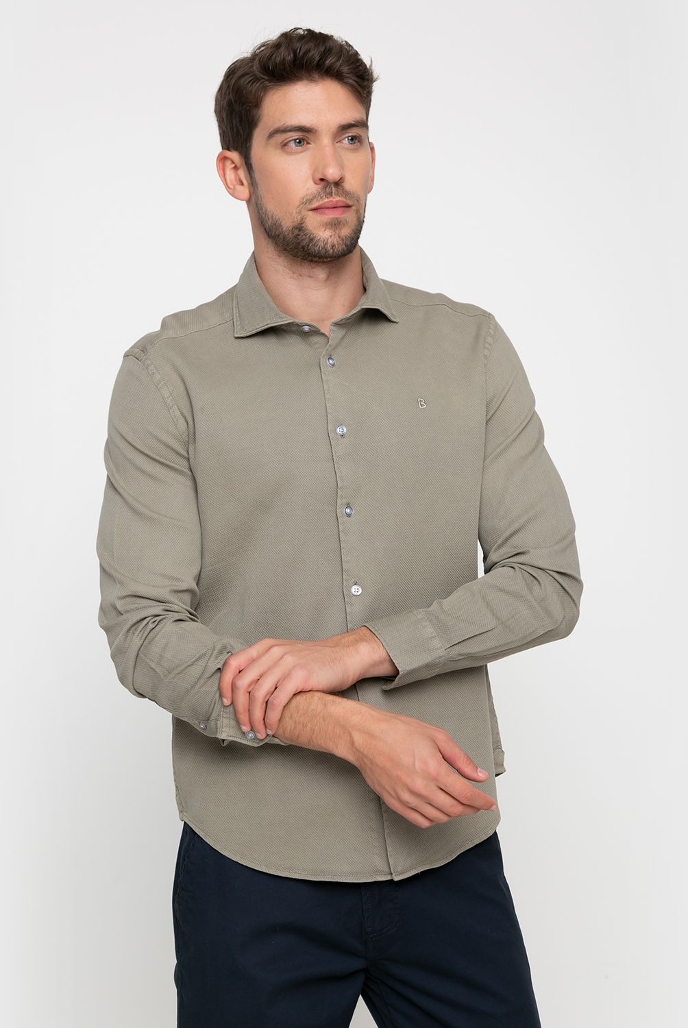 BASEMENT - Camisa Manga Larga Hombre
