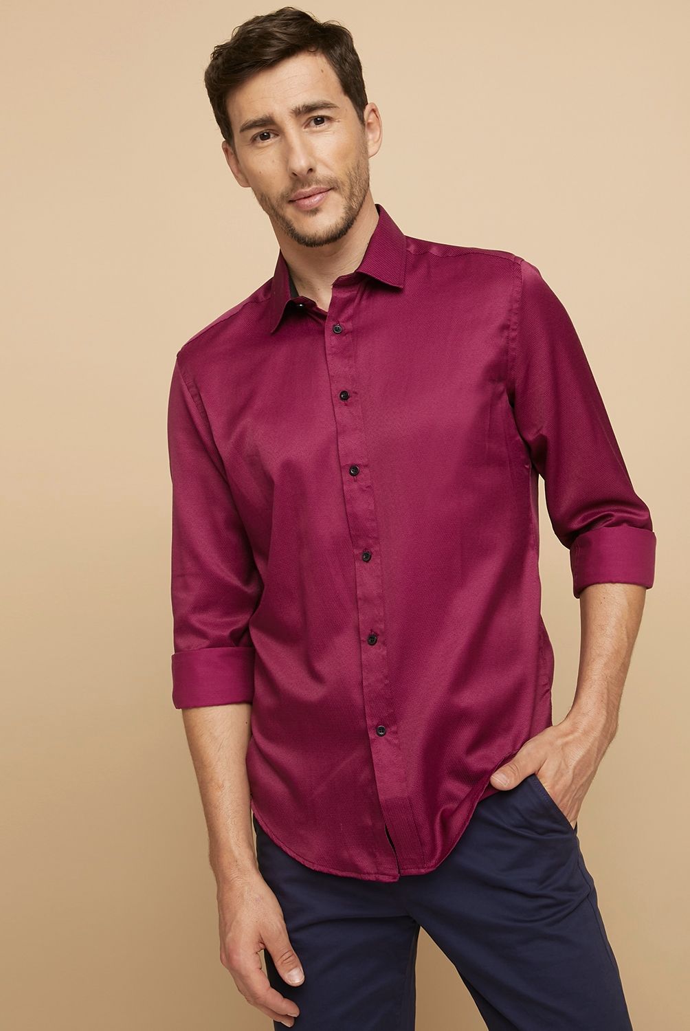 NEWPORT - Camisa Formal Slim Fit Texturada Newport Hombre