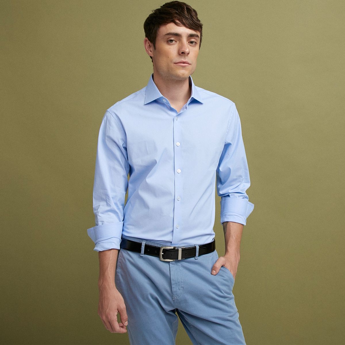 BASEMENT - Camisa Vestir Hombre Basement Algodón Slim Fit Manga Larga