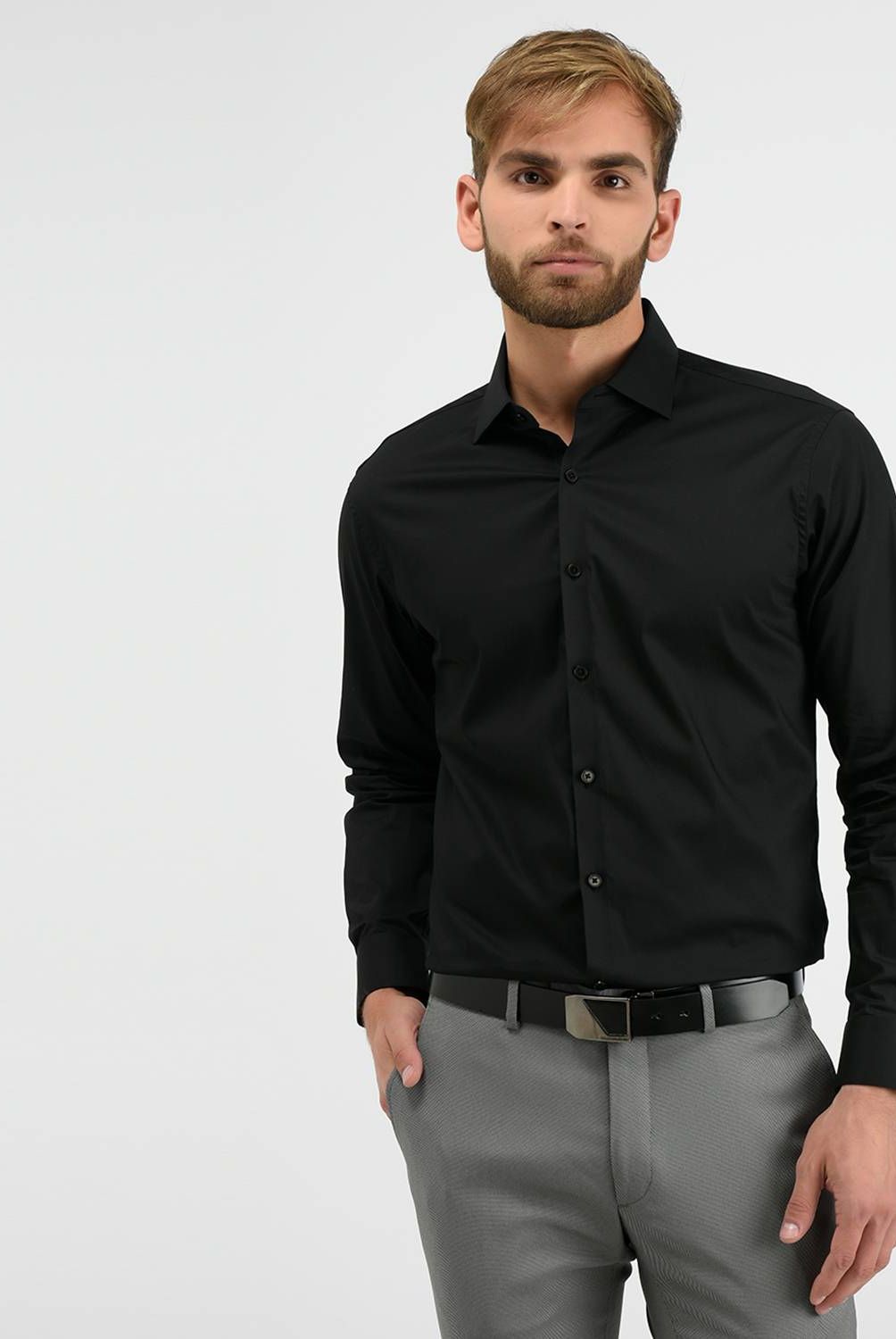 BASEMENT - Basement Camisas De Vestir Formal Algodón Hombre