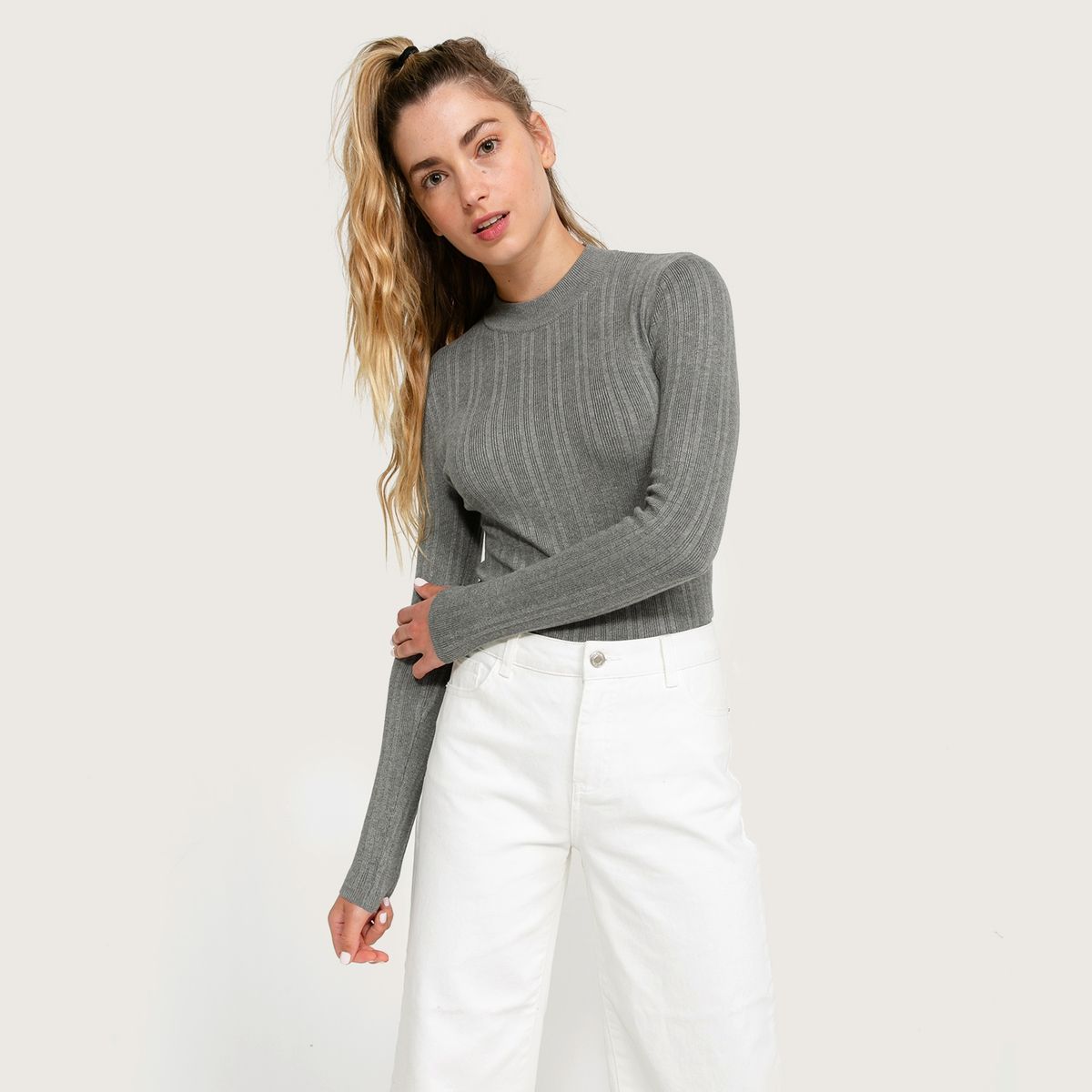 SYBILLA - Sweater Manga Larga Cuello Alto Mujer Sybilla