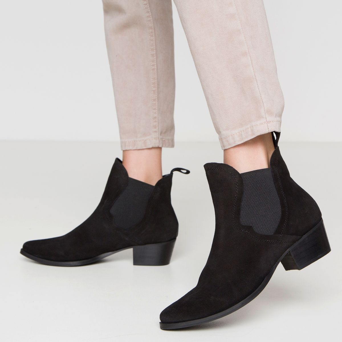 BASEMENT - Botín Mujer Gamuza Negro