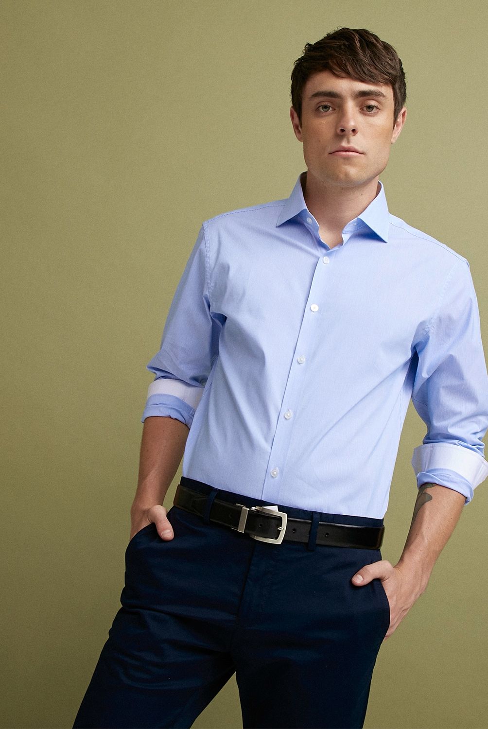 BASEMENT - Camisas De Vestir Formal Algodón Hombre Basement