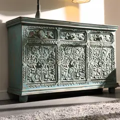 ROBERTA ALLEN - Buffet Ravi 3 Puertas 3 Cajones Madera Mango Turquesa