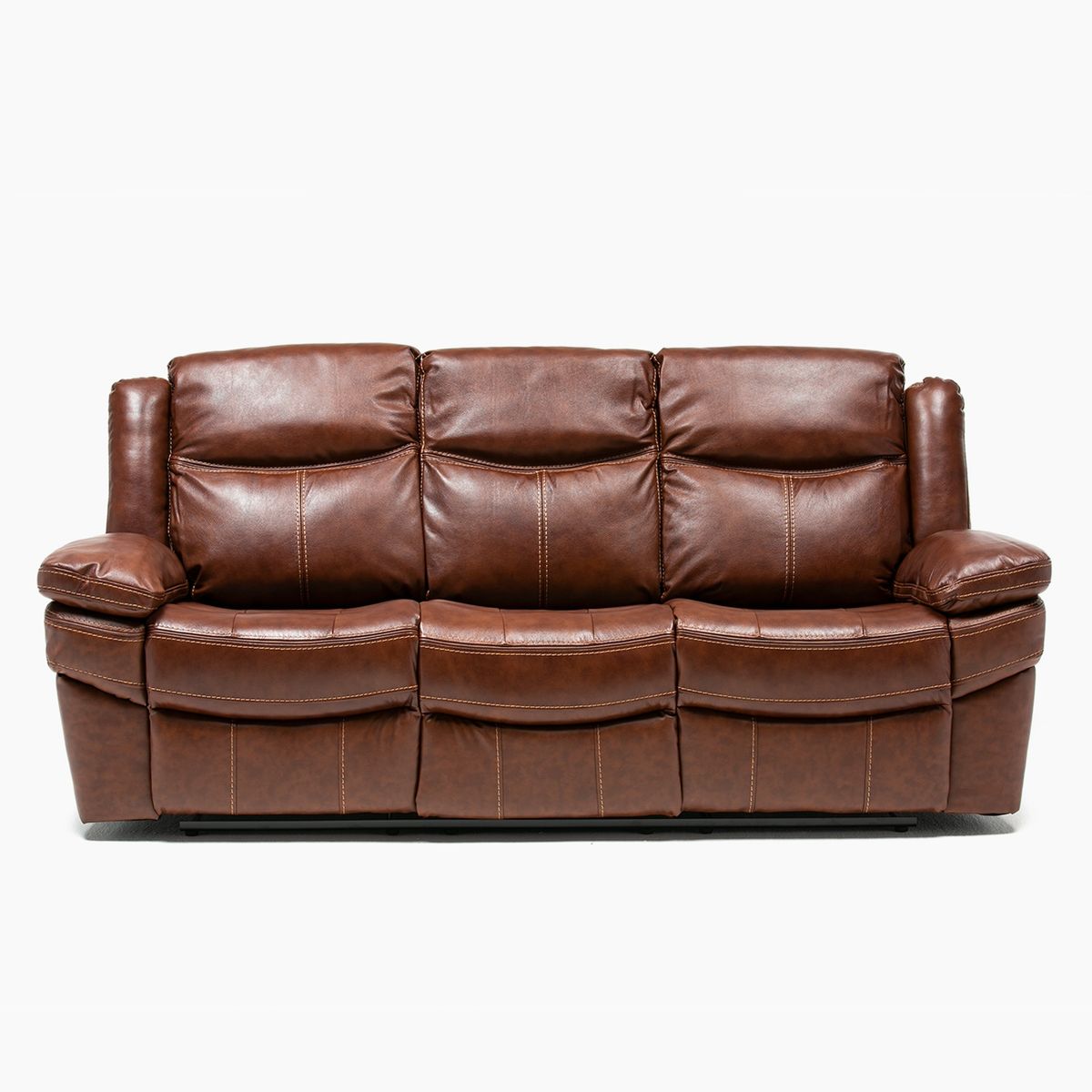 BASEMENT HOME - Sillón Berger Kanye 3 Cuerpos Cuero Marrón Basement Home