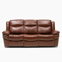 BASEMENT HOME - Sillón Berger Kanye 3 Cuerpos Cuero Marrón