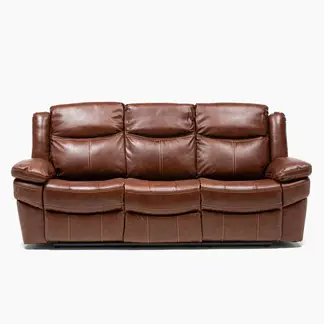 BASEMENT HOME - Sillón Berger Kanye 3 Cuerpos Cuero Marrón