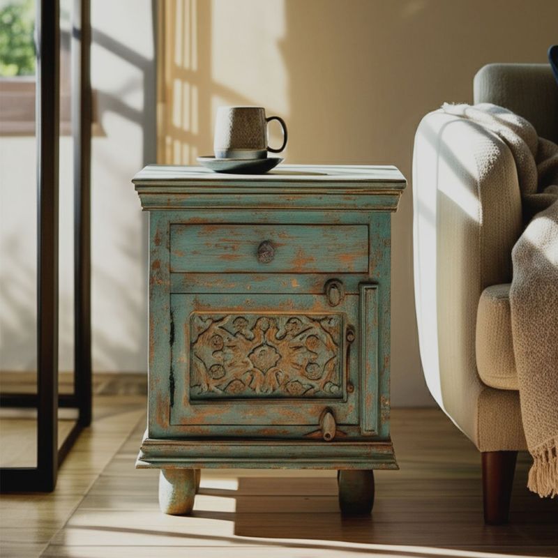 ROBERTA ALLEN - Mesa Auxiliar Ravi Rectangular Madera Turquesa Roberta Allen