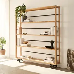 BASEMENT HOME - Estante Clinton Hierro y Madera Natural 4 Repisas