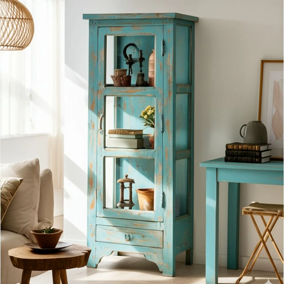 ROBERTA ALLEN - Estante 3 Repisas Turquesa Rústico Roberta Allen