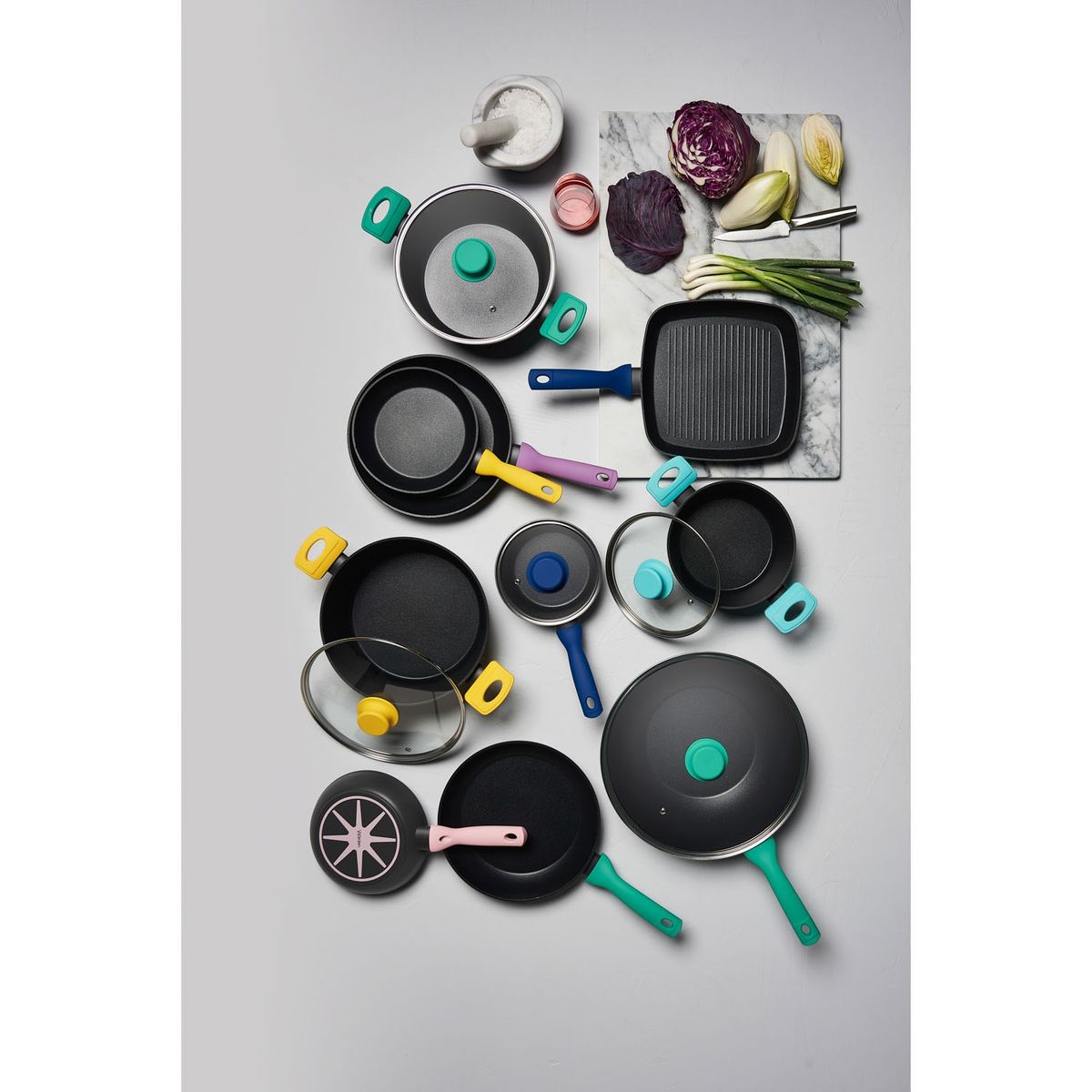 WURDEN - Olla Antiadherente Wurden Color 24cm con Tapa Vidrio