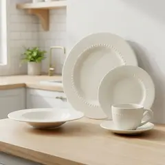 ROBERTA ALLEN - Juego De Vajilla Cerámica Blanca Puntos 30 Piezas