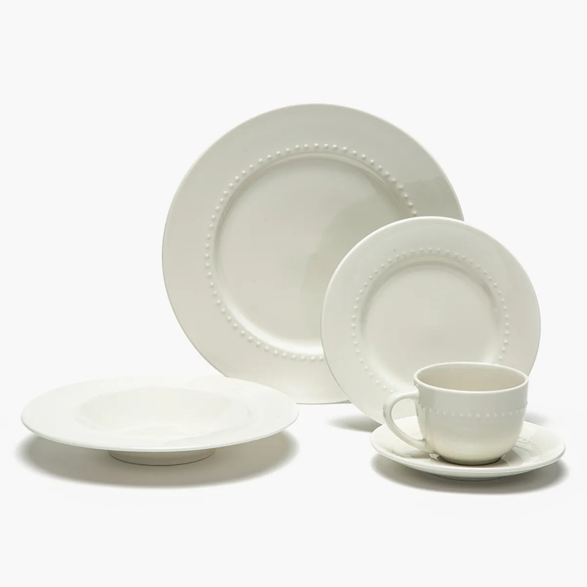 ROBERTA ALLEN - Juego De Vajilla Cerámica Blanca Puntos 30 Piezas Roberta Allen