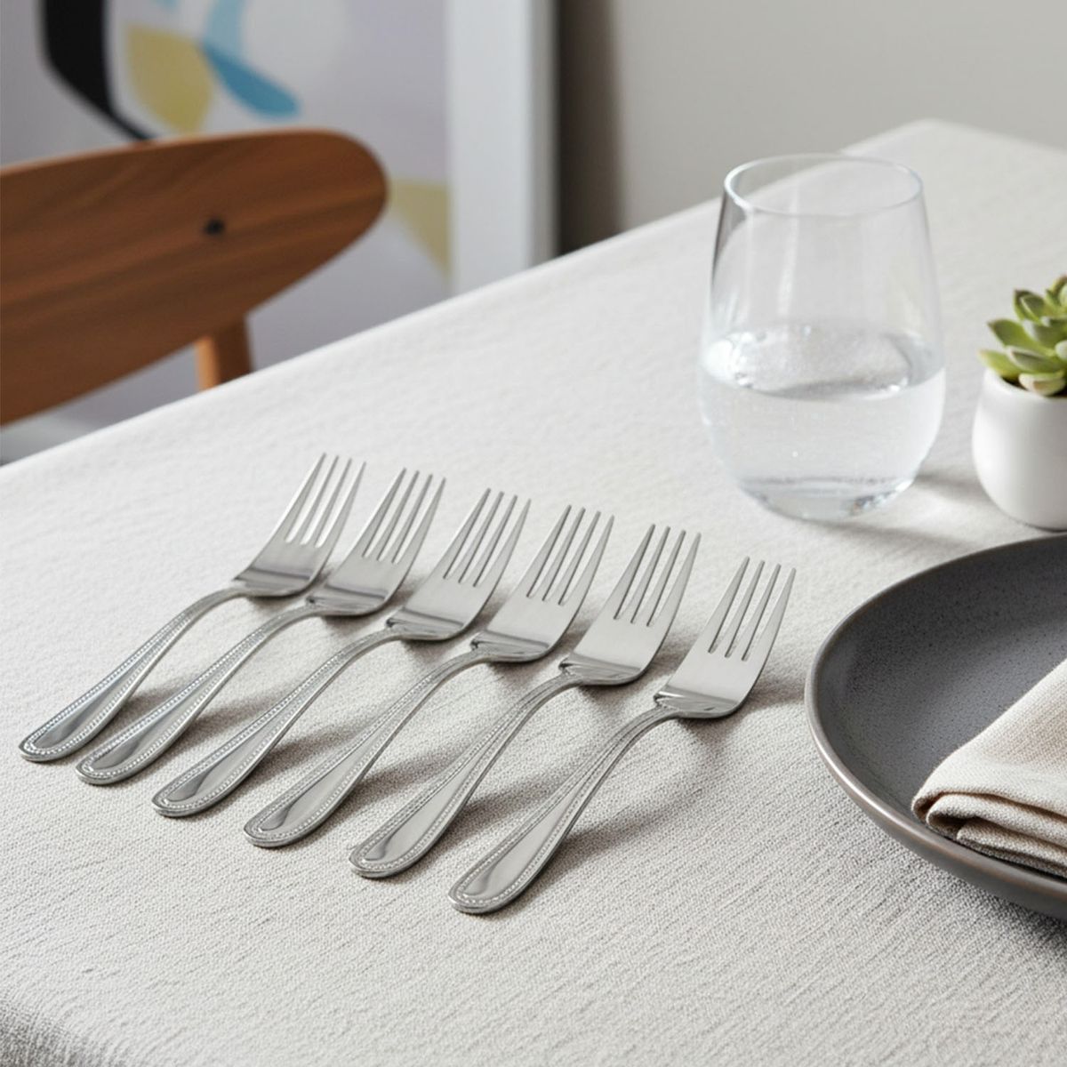 ROBERTA ALLEN - Set de 6 Tenedores de Torta Roberta Allen Pearl Acero Inoxidable
