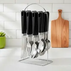 MICA - Set de Cubiertos 24 Piezas con Rack Acero Inoxidable