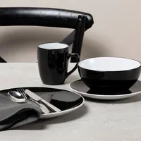 Juego De Loza Two Tones Cerámica 24 Piezas Negro Color Play