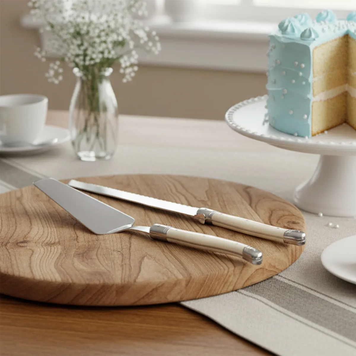 ROBERTA ALLEN - Set Cuchillo y Espátula para Torta Roberta Allen Francia Crema