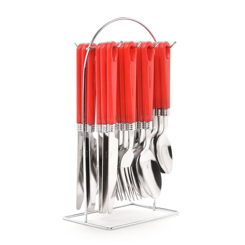 MICA - Set de Cubiertos 24 Piezas con Rack Acero Inoxidable Mica