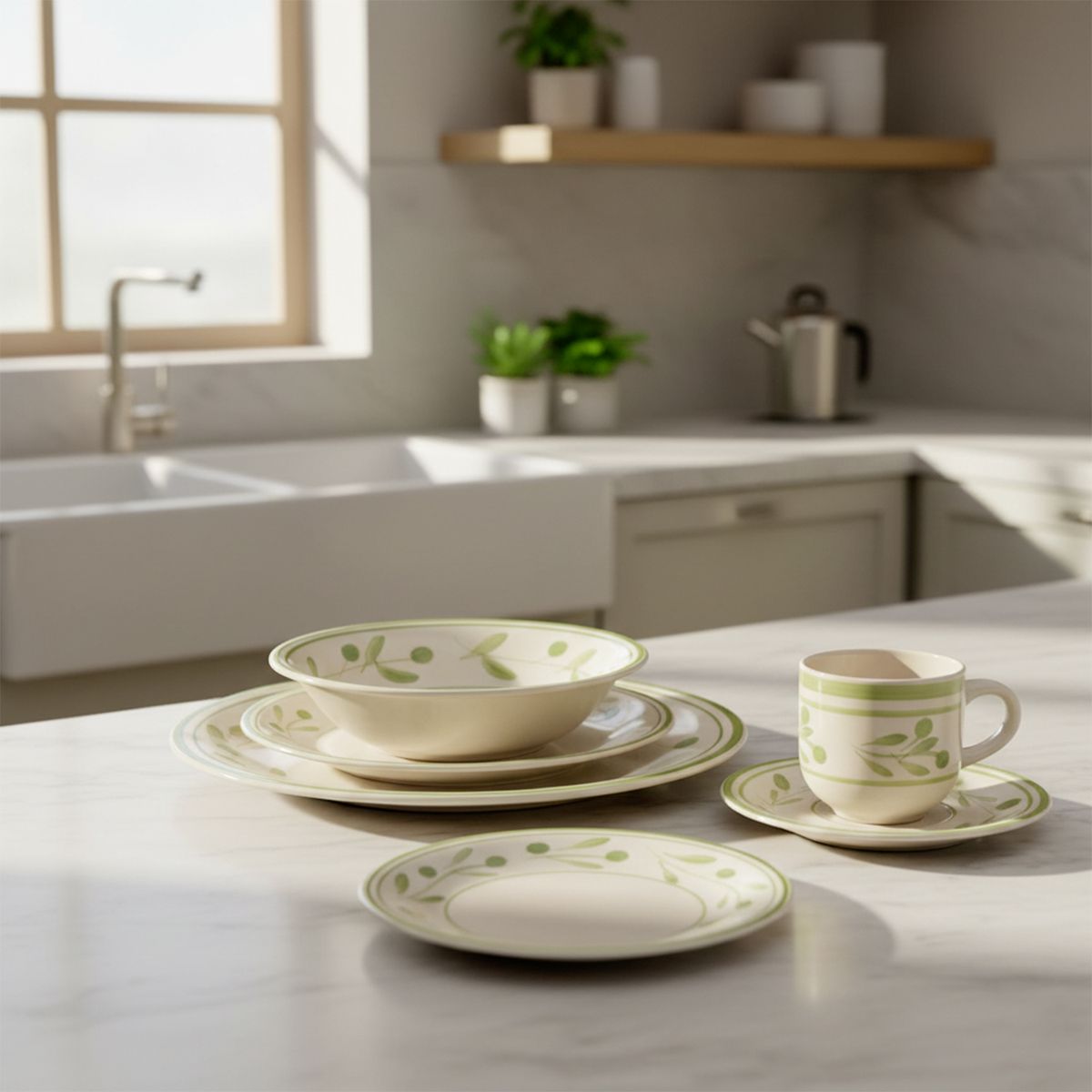 AMBIENTA - Juego De Vajilla 30 Piezas Cerámica Olives Ambienta