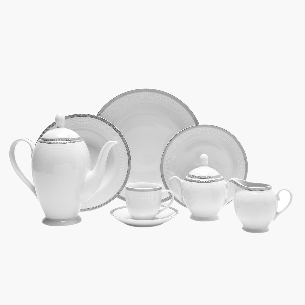 ROBERTA ALLEN - Juego de Loza Vajilla 25 Piezas Isabel Silver Porcelana Roberta Allen